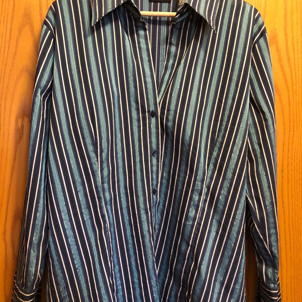 New York & Company XL blue/green shirt